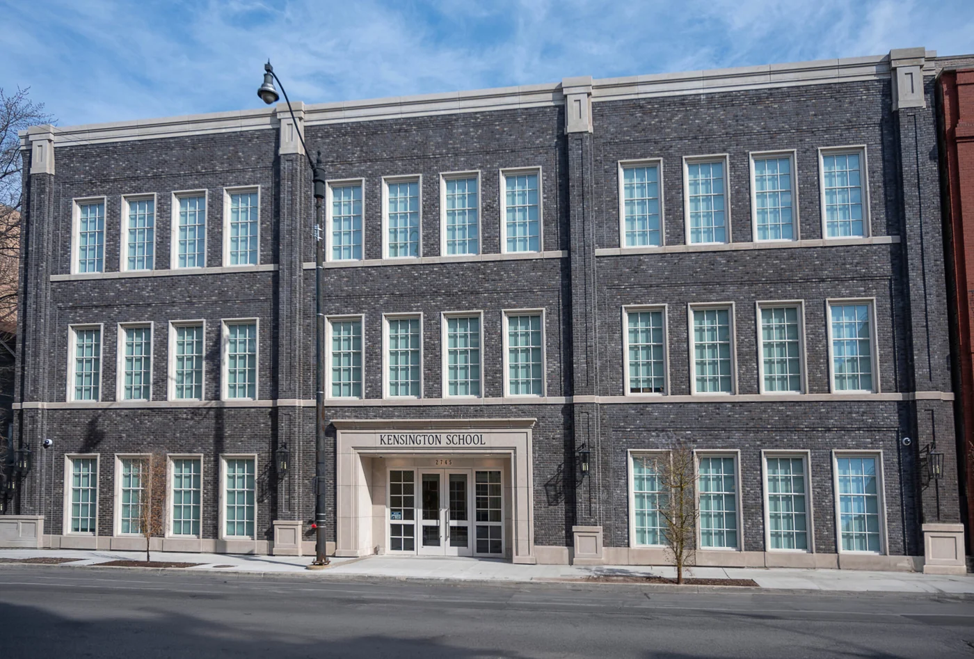 Completed Kensington School of Lincoln Park building on the former 2747 North Lincoln redevelopment site