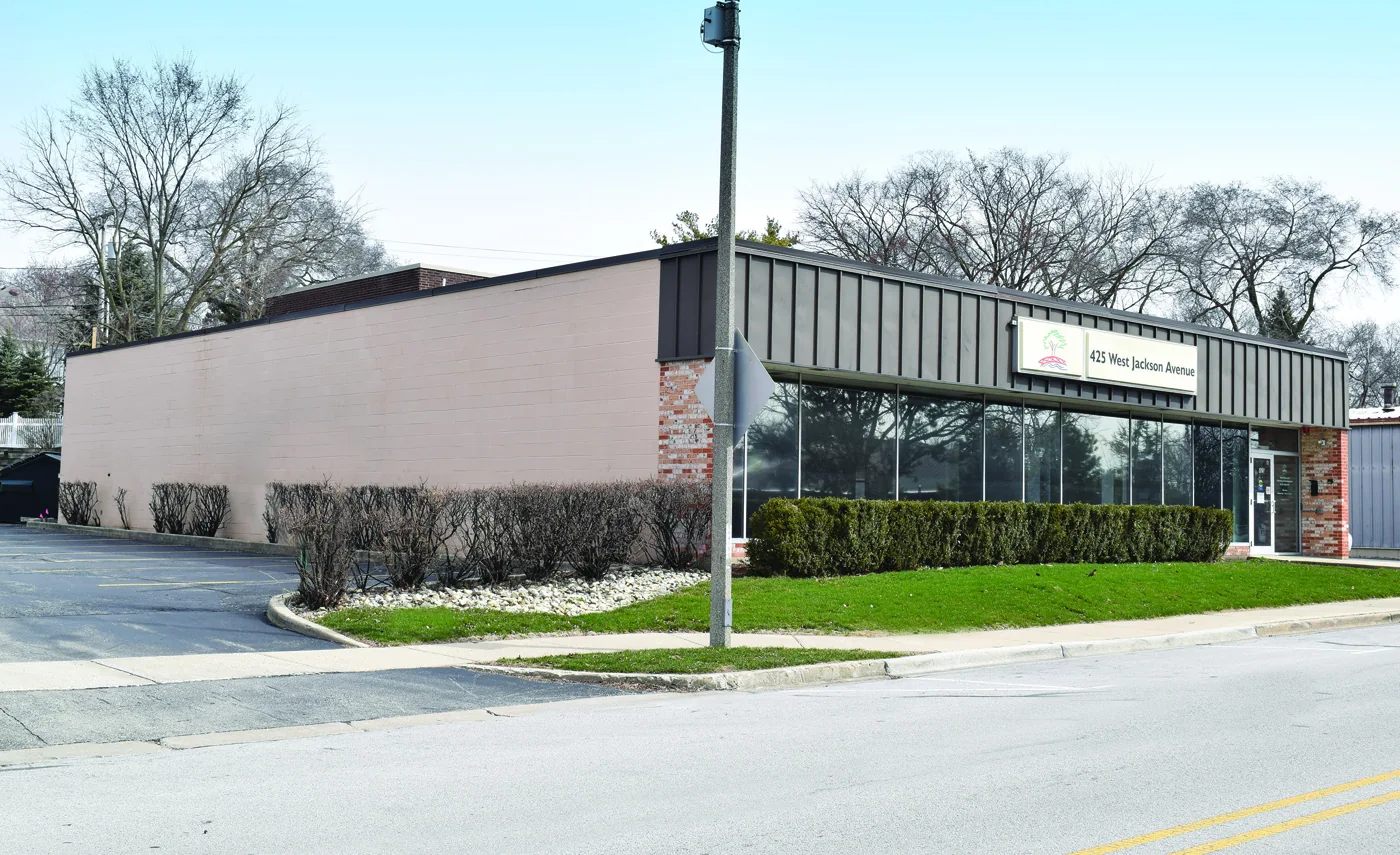 Exterior of the former municipal facility at 425 West Jackson in Naperville