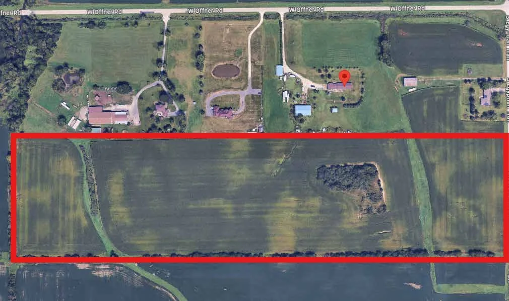 Monee offering aerial with approximate parcel outline